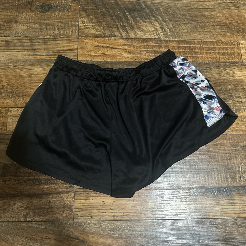 Black Athletic Shorts with Patterned Side Stripe